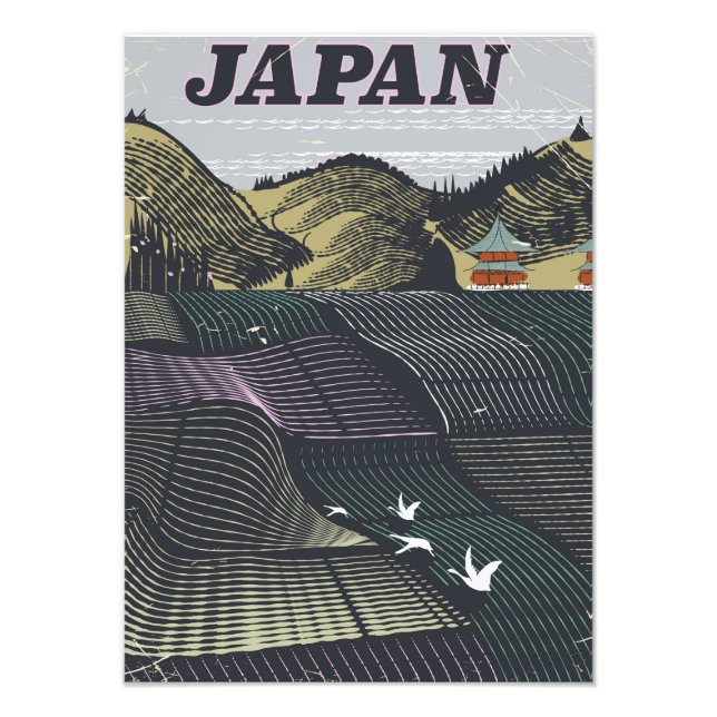 Japanskt landskapsvintage reseposter fototryck (Framsidan)