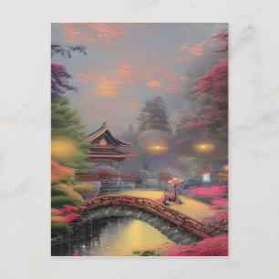Japanskt liggande grafik vykort