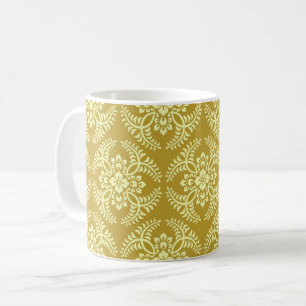 Japanskt medaljongmönster, senapsgul kaffemugg