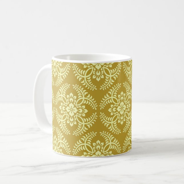 Japanskt medaljongmönster, senapsgul kaffemugg (Framsida vänster)