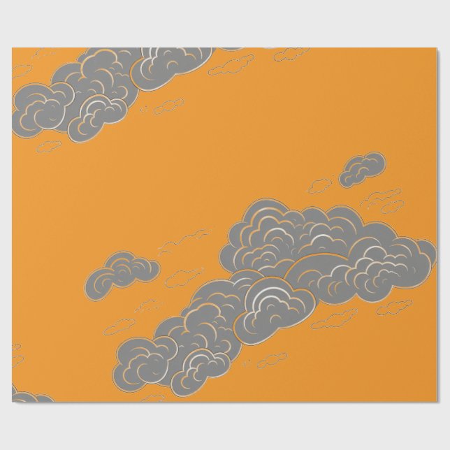 JAPANSKT MOLNDESIGN I ORANGE PRESENTPAPPER (Platt)