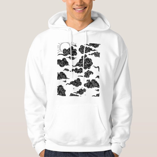 Japanskt molnmönster estetik hoodie (Framsida)