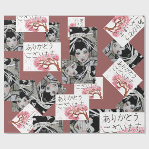 Japanskt motiv som slår in papper presentpapper