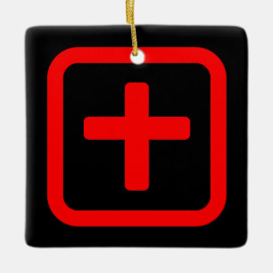 Japanskt nummer tio 十 【 Ju 】 Kanji Julgransprydnad Keramik