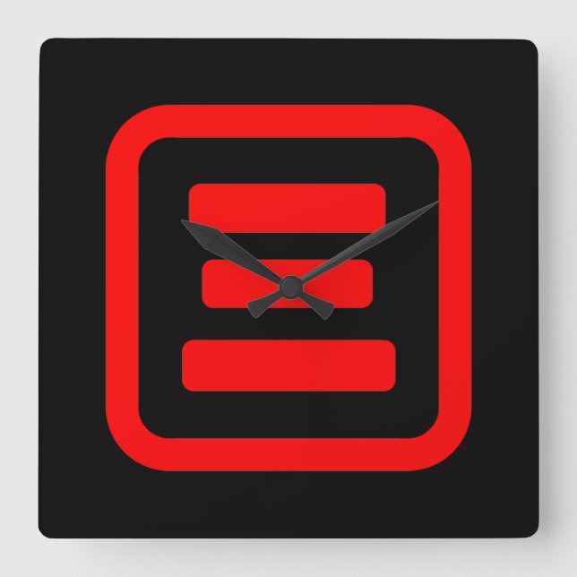 Japanskt nummer tre 三 【 San 】 Kanji Fyrkantig Klocka (Framsida)
