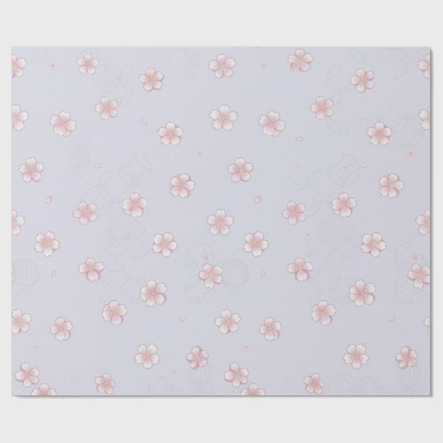 Japanskt Sakura & Shippo Blommigt Inpackningspappe Presentpapper (Platt)