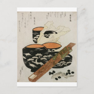 Japanskt serviss och fisk cirka 1800-talet vykort
