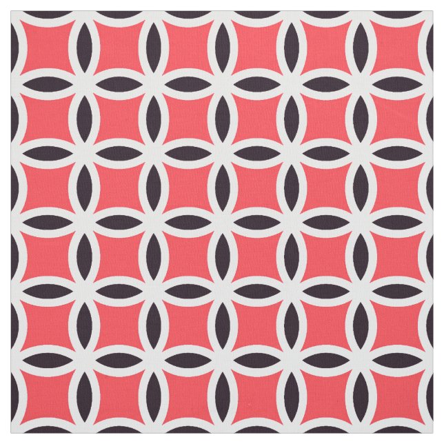 Japanskt Shippo mönster - korallrosor & grå färg Tyg (Provkarta)