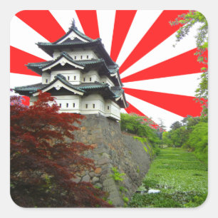 Japanskt slott fyrkantigt klistermärke
