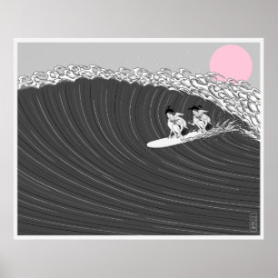 japanskt solset-surfa poster