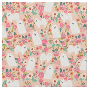 Japanskt spitz hund-blommigt tyg