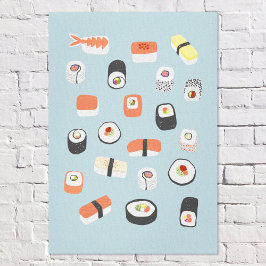 Japanskt Sushi Blått Canvastryck
