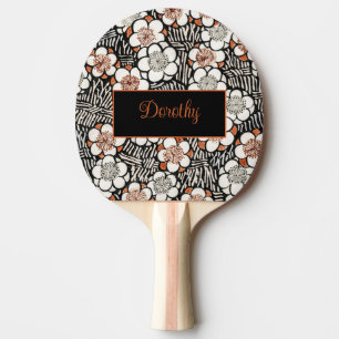 Japanskt svart och rött blommönster pingisracket
