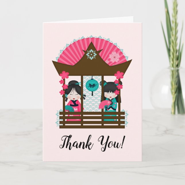 Japanskt Tack Kimono Girls Fläkt-kort (Framsida)