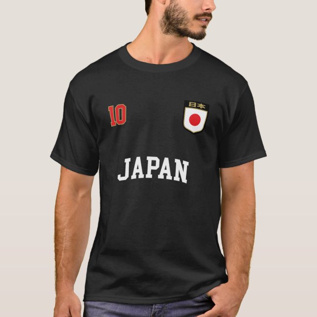 Japanskt team Sports Number 10 Ocer Japanska Flagg T Shirt (Framsida)