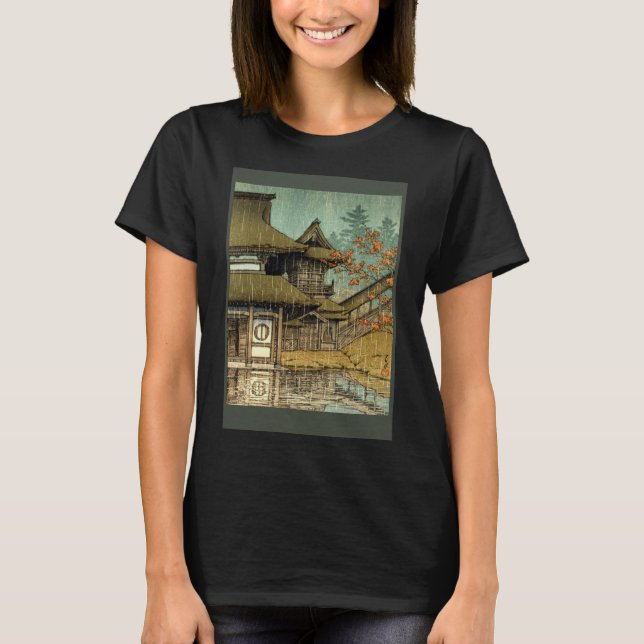 Japanskt tempel i regn Japansk målning Ka T Shirt (Framsida)