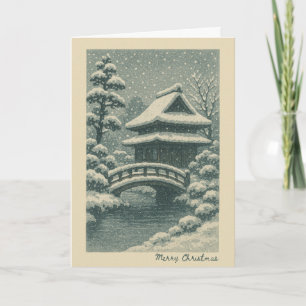 Japanskt tempel - julkort kort