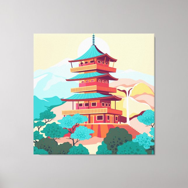 Japanskt Temple Canvastryck (Framsida)