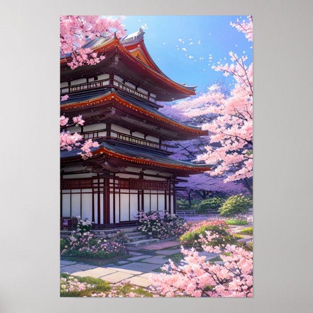 Japanskt Temple Garden Poster (Framsidan)