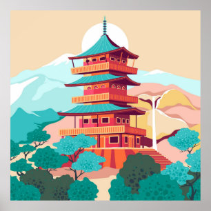 Japanskt Temple Poster
