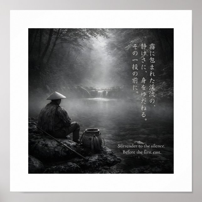 Japanskt Tenkara Fiske Konsttryck Poster (Framsidan)