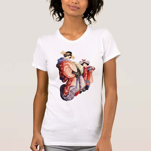 Japanskt träklosstryck tee shirt (Framsida)