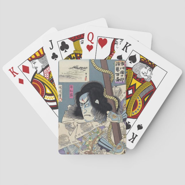 Japanskt träklosstryck vid Kunichika Kortlek (Baksidan)