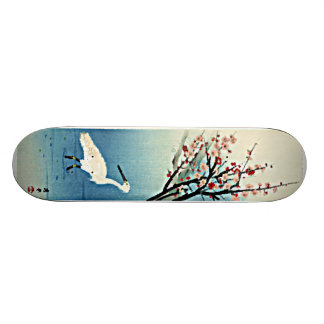 Japanskt träsnitt Okyo Egret med plommon Ska Skateboard Bräda 20,5 Cm