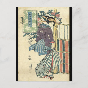 japanskt ukiyo-e-trädgård traditionell kimono geis vykort