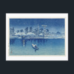 Japanskt vykort för vinternattfiske<br><div class="desc">Ushibori (1930) av Kawase Hasui och Watanabe Shozaburo.</div>