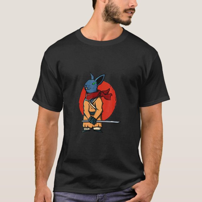 Japanskt Warrior Rabbit med Sword T Shirt (Framsida)