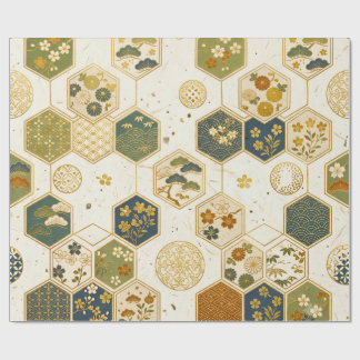 Japanskt Washi-papper Sexhörningsmönster | Sömlöst Presentpapper