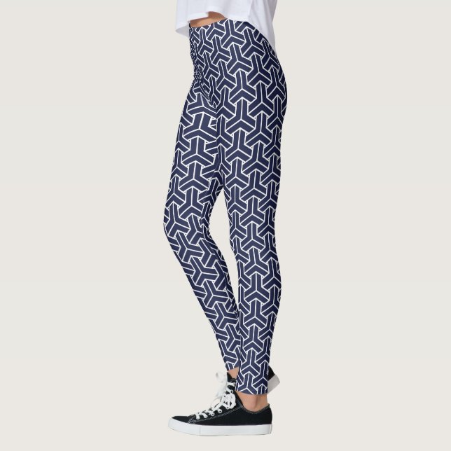 Japanskt Yukata Jinbei Bishamon marinmönster Leggings (Vänster)