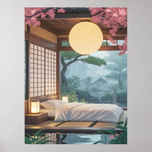 Japanskt Zen-sovrums vägg Minimalistisk Tatami-rum Poster