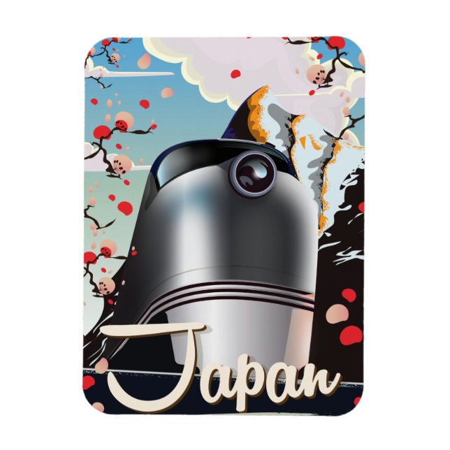 Japanståg vintage-resaaffisch. magnet (Vertikal)