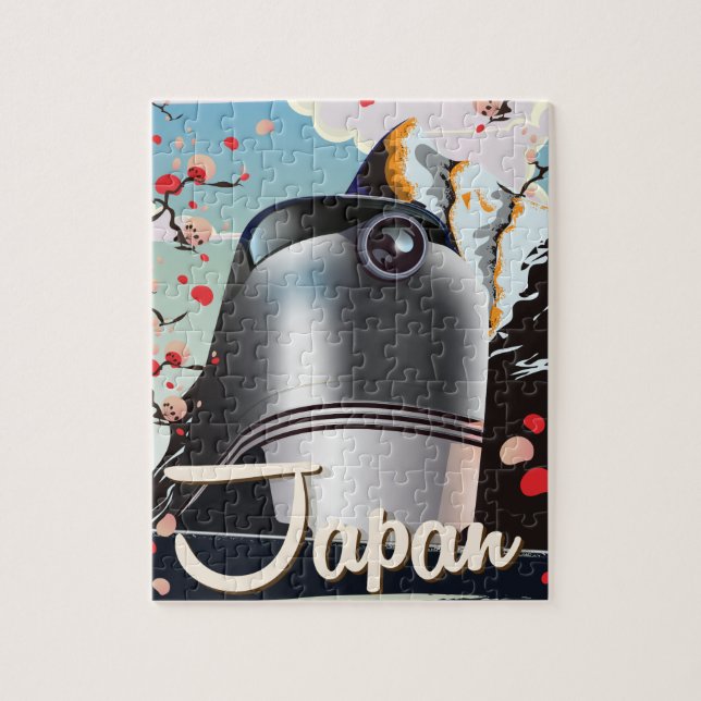 Japanståg vintage-resaaffisch. pussel (Vertikal)