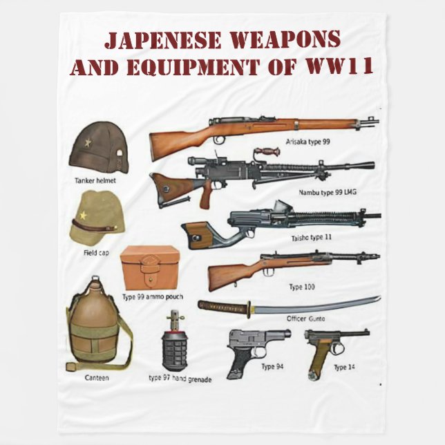 JAPENESVAPEN OCH UTRUSTNING AV WWII FLEECEFILT (Framsidan)