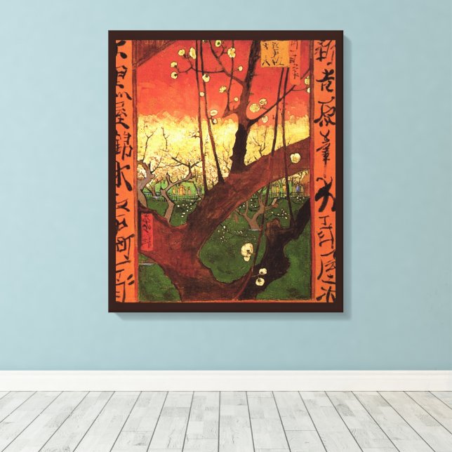 Japonism: Blommande plommonträd av Vincent van Gog Canvastryck (Insitu (trägolv))