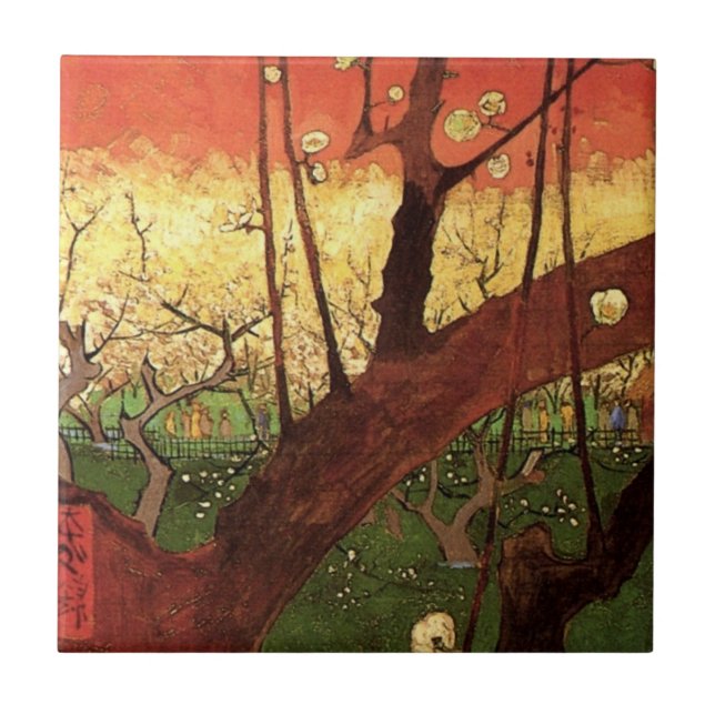 Japonism: Blommar Plum Träd av Vincent van Gogh Kakelplatta (Framsidan)