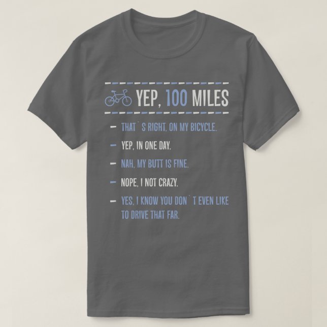 Japp 100 Miles Funny Cycling T Cyclist Birthday Bi Shirt (Design framsida)