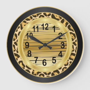 Jaquar Animal Print med Guld Scribble Design Stor Klocka