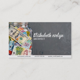 Jar of Global Banknotes g328 Visitkort