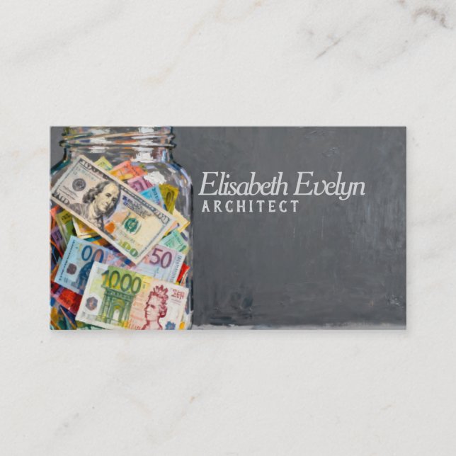 Jar of Global Banknotes g567 Visitkort (Framsida)