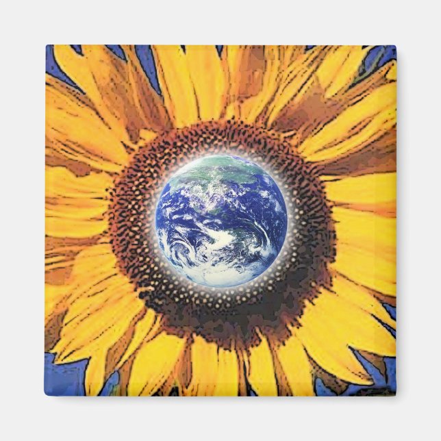 JÄRDE DAGENS SUNFLOWER AV GREGORY GALLO MAGNET (Framsidan)