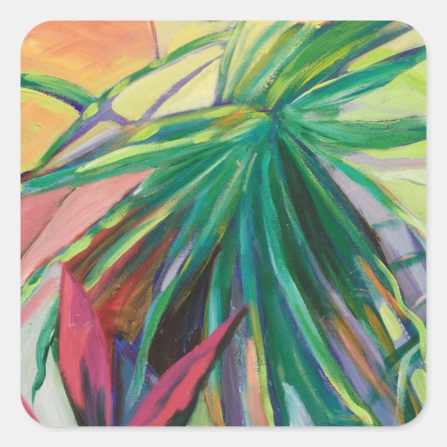Jardin Abstracto I Fyrkantigt Klistermärke (Framsida)