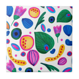 Jardín Botánico Abstracto Boho Maximalist Kakelplatta