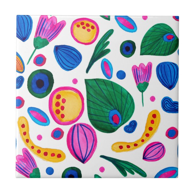 Jardín Botánico Abstracto Boho Maximalist Kakelplatta (Framsidan)