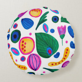 Jardín Botánico Abstracto Boho Maximalist Rund Kudde