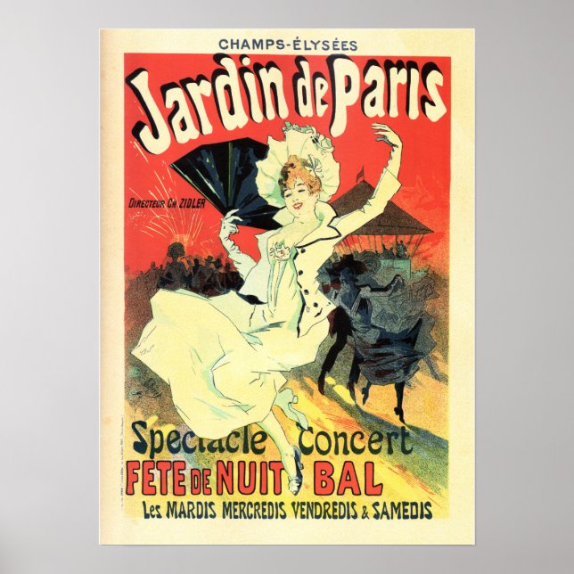 JARDIN DE PARIS Concert Theater Jules Cheret Paris Poster (Framsidan)
