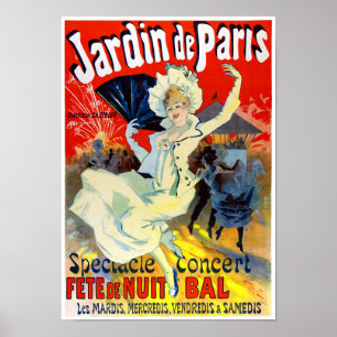 Jardin de Paris Frankrike Vintage affisch återstäl